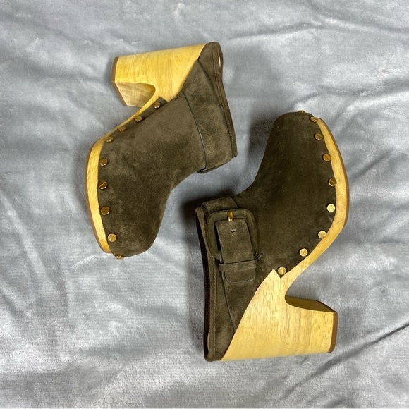 Veronica Beard Dacey Suede Mule Heel Green Size 6.5M - Picture 3 of 12